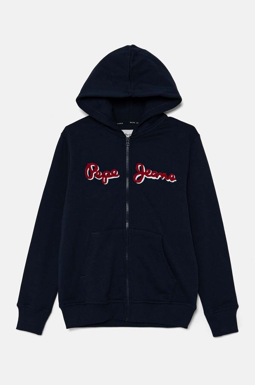 Detská mikina Pepe Jeans NEW LAMONTY ZIP tmavomodrá farba, s kapucňou, melanžová, PB581612