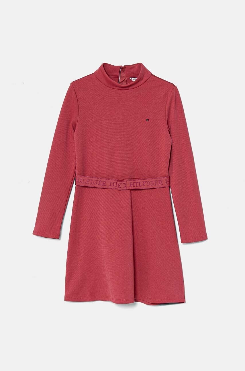 Dievčenské šaty Tommy Hilfiger ružová farba, mini, áčkový strih, 8720637726280