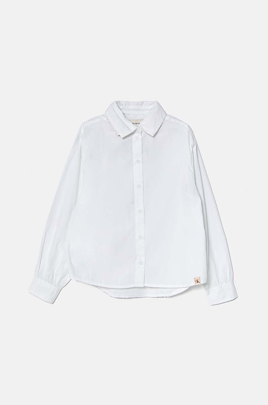 Detská bavlnená košeľa Calvin Klein Jeans biela farba, IG0IG02658