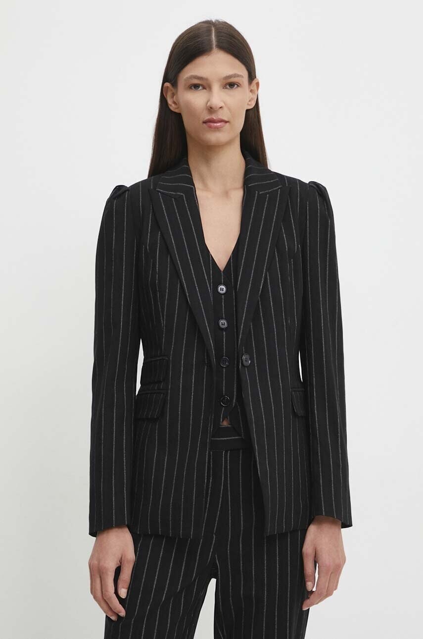 Sako Bruuns Bazaar DecumariaBBNora blazer čierna farba, jednoradové, vzorované, BBW4083