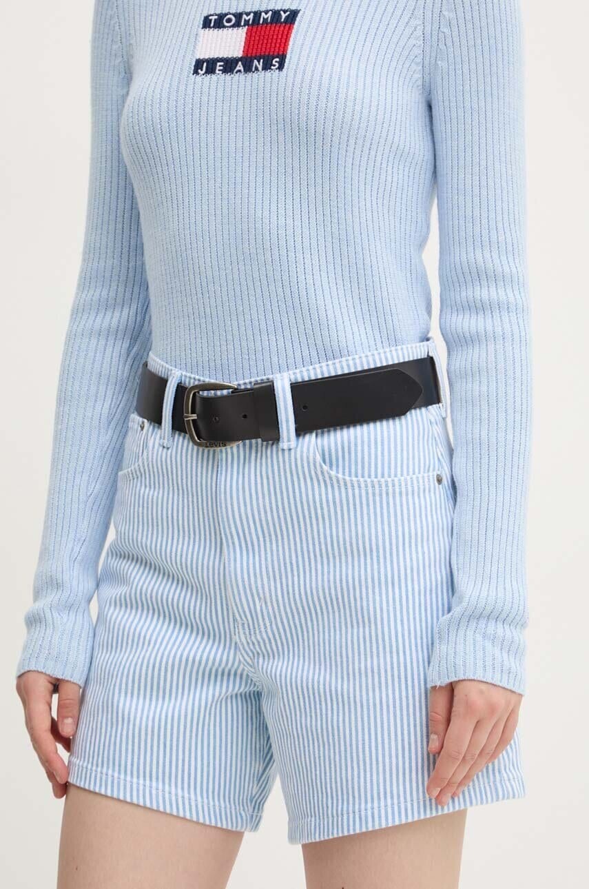 Rifľové krátke nohavice Abercrombie & Fitch dámske, vzorované, vysoký pás, KI149-4249