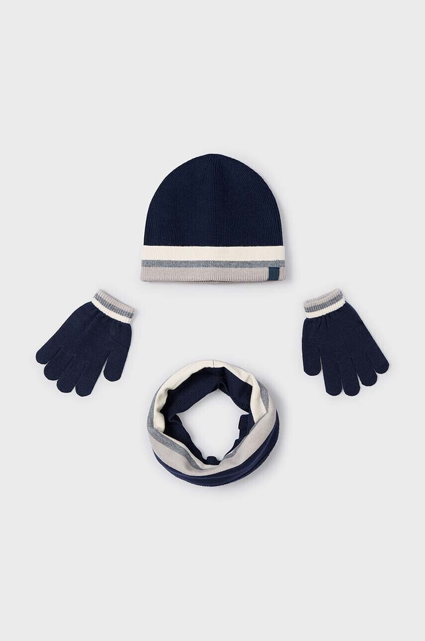Detská čiapka, šál a rukavice Mayoral tmavomodrá farba, 10823