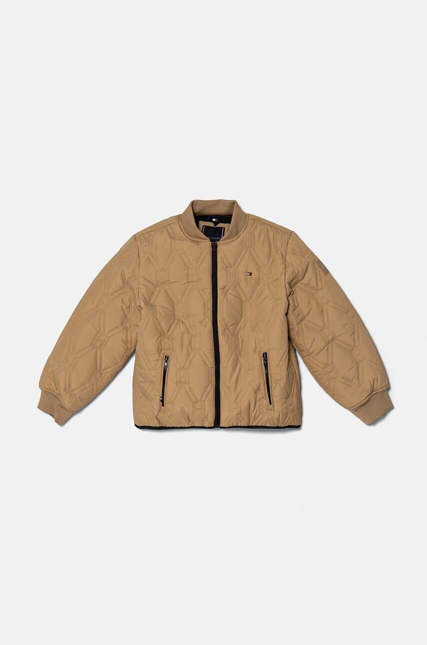 Detská bunda Tommy Hilfiger béžová farba, KB0KB09208
