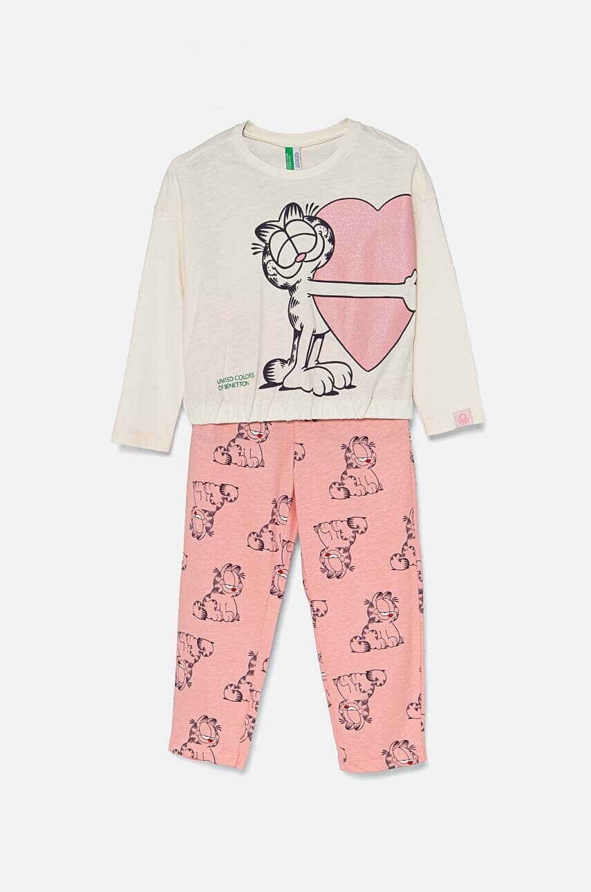 Detské pyžamo United Colors of Benetton béžová farba, vzorované, 3Y5E0P06V