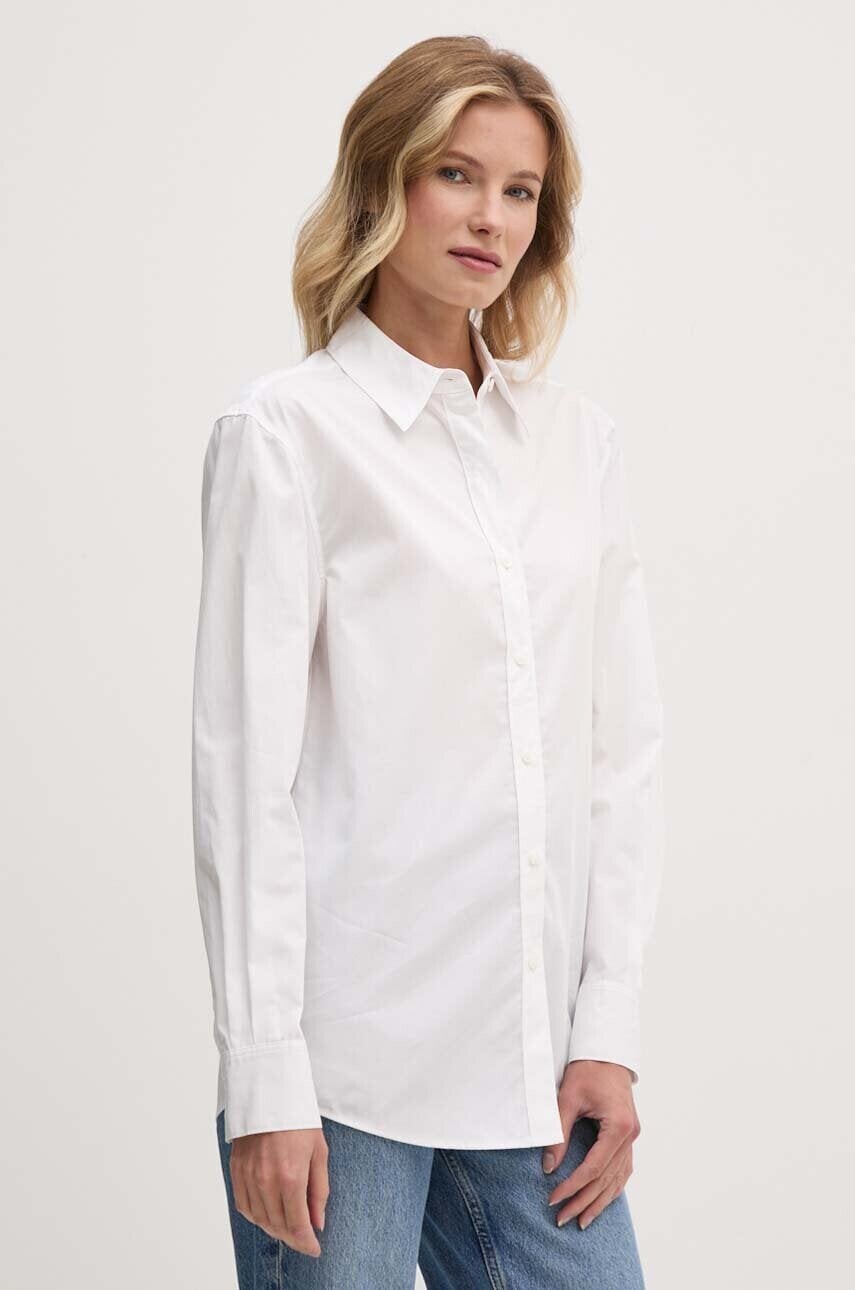 Bavlnená košeľa Calvin Klein dámska, biela farba, regular, s klasickým golierom, K20K207670