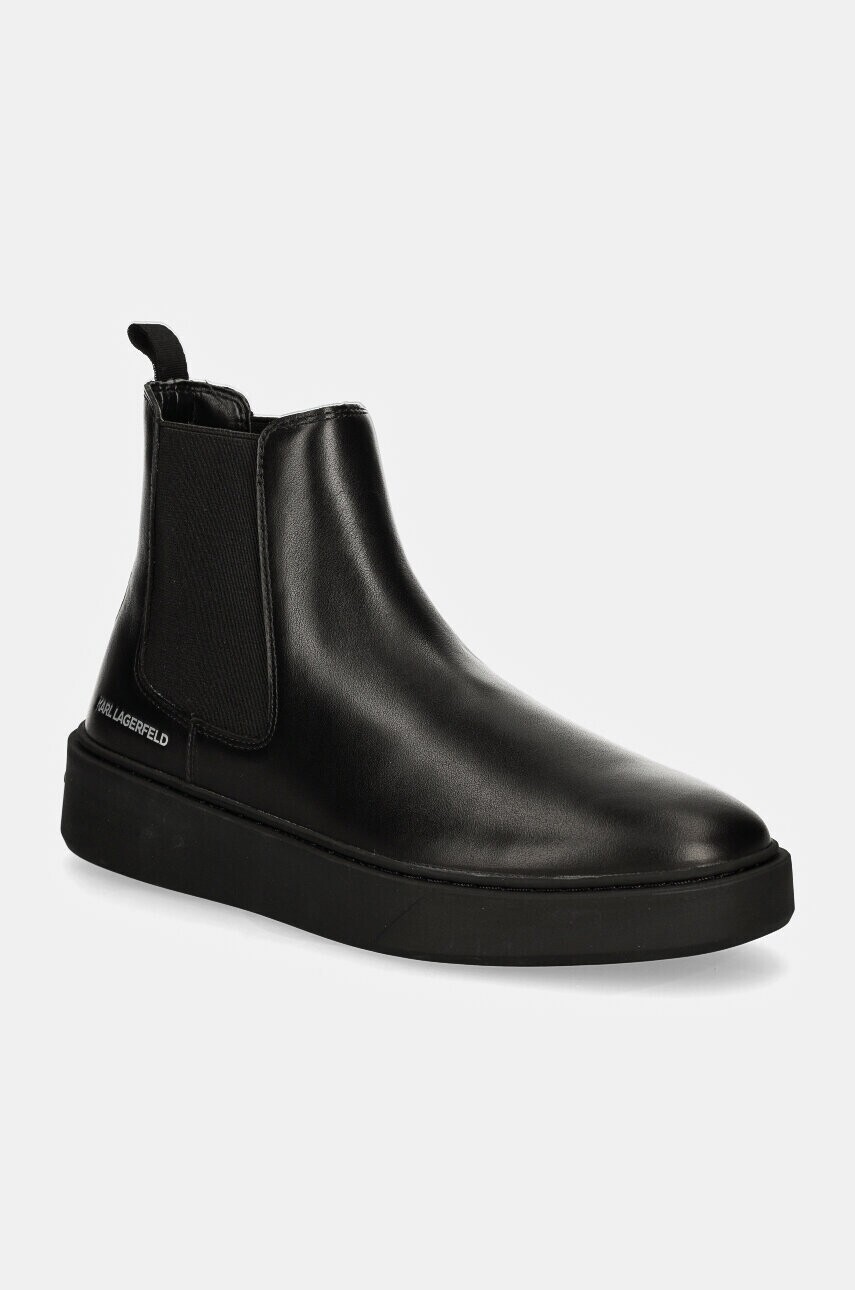 Kožené topánky chelsea Karl Lagerfeld FLINT pánske, čierna farba, KL53340A