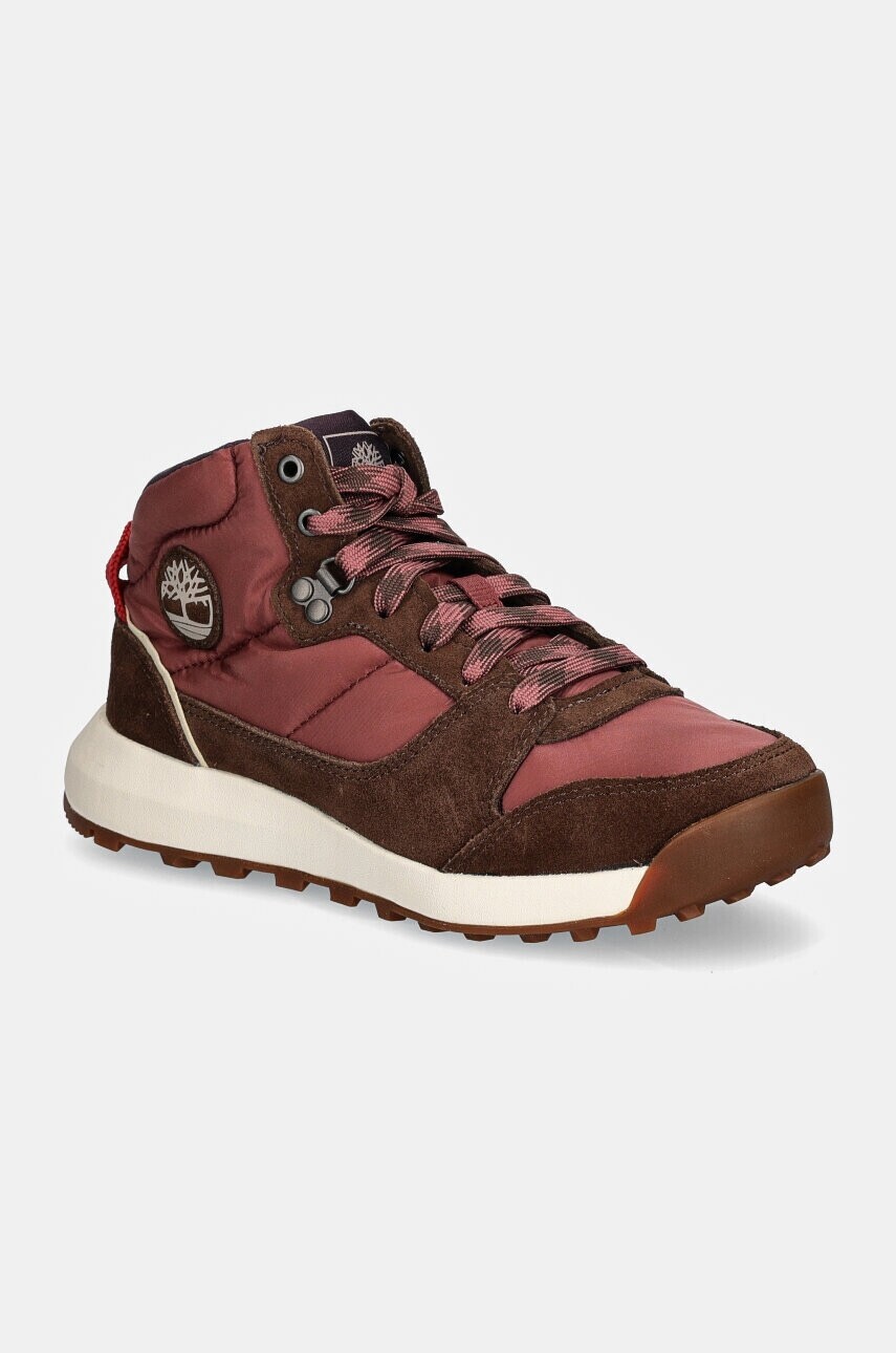 Topánky Timberland Retro Swift High dámske, bordová farba, na plochom podpätku, TB0A28DTEKA1