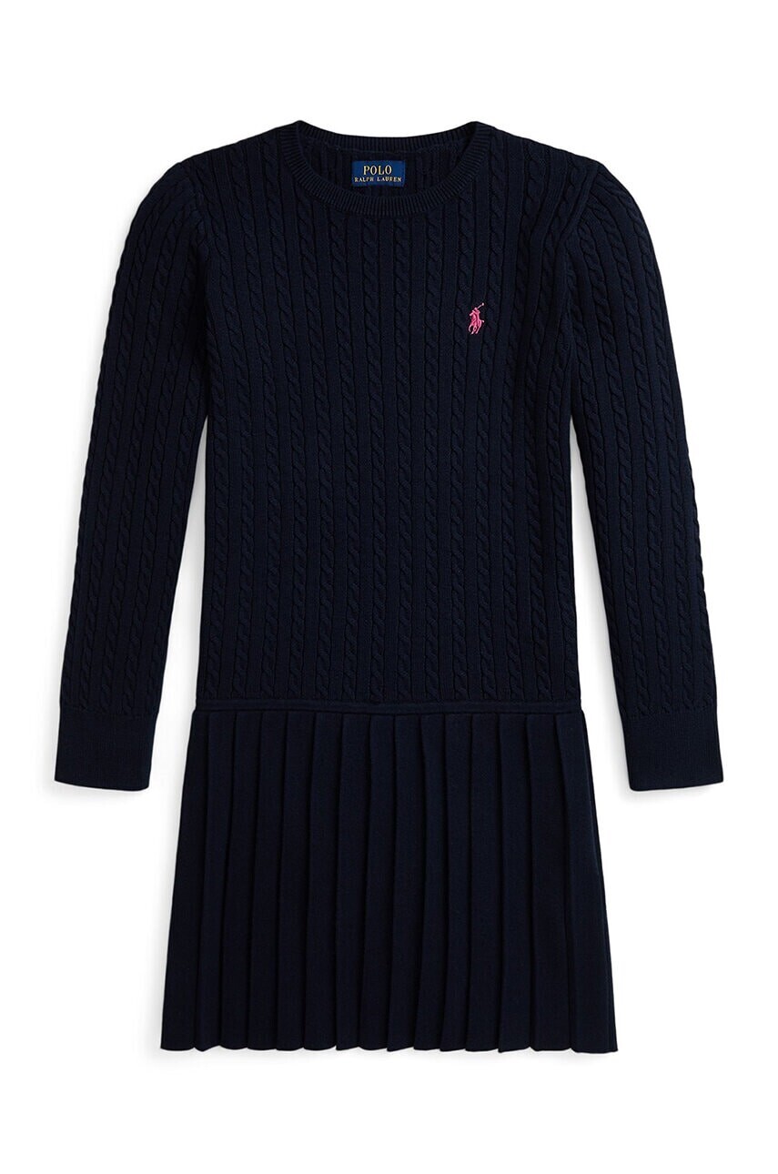Dievčenské šaty Polo Ralph Lauren tmavomodrá farba, mini, rovný strih, 313950782002