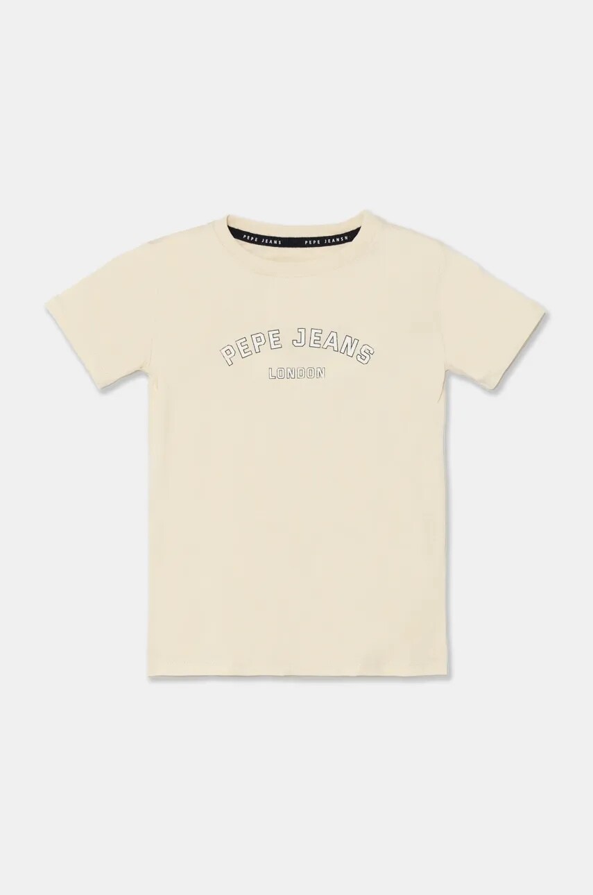 Detské bavlnené tričko Pepe Jeans ALDRIDGE béžová farba, s potlačou, PB503918