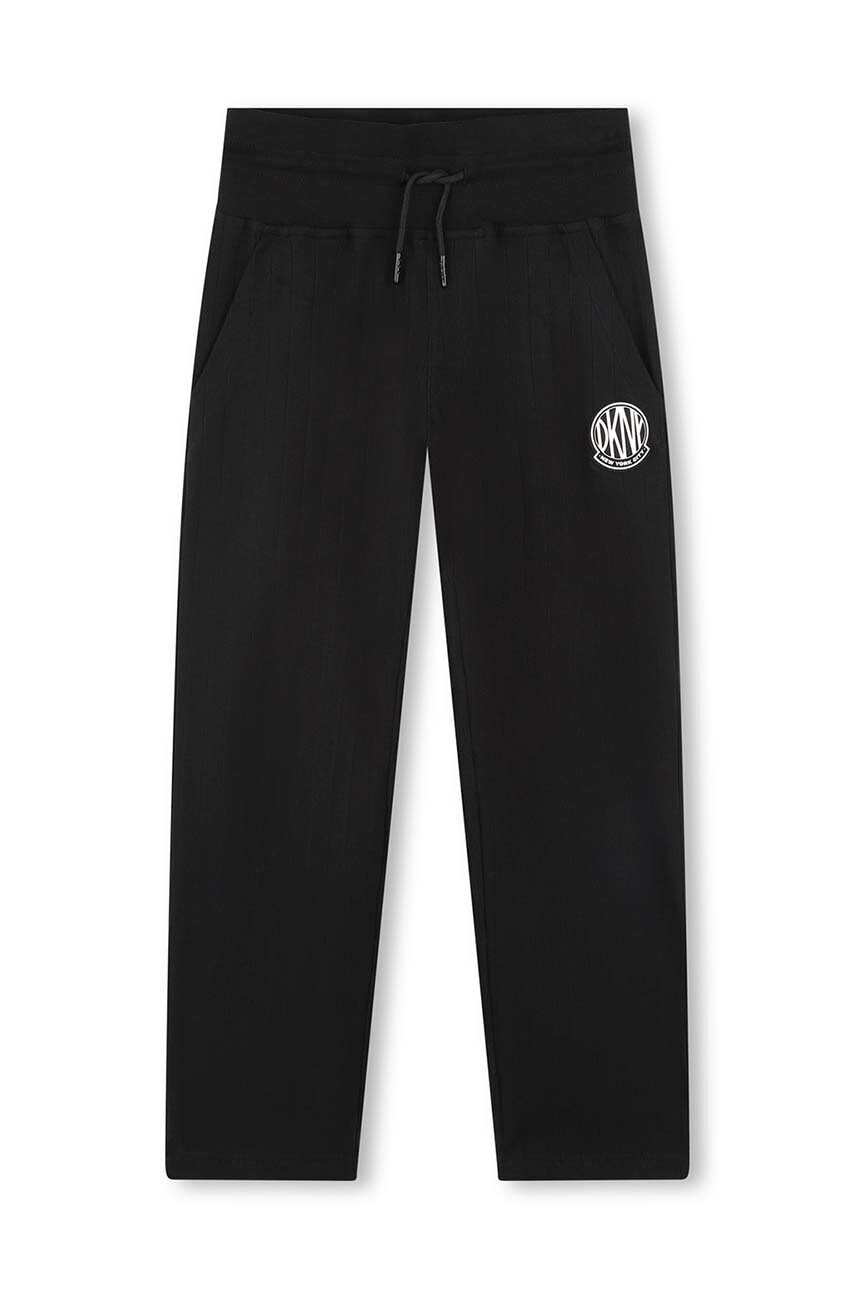 Detské tepláky Dkny čierna farba, jednofarebné, D60226