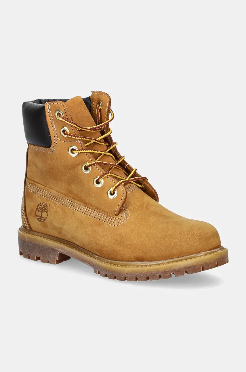 Kožená obuv Timberland Premium 6 Inch dámska, hnedá farba, na plochom podpätku, jemne zateplené, TB1103617131