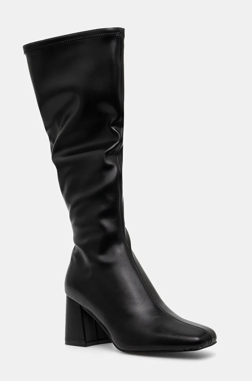 Vysoké čižmy Steve Madden Hauler dámske, čierna farba, na podpätku, SM11003358
