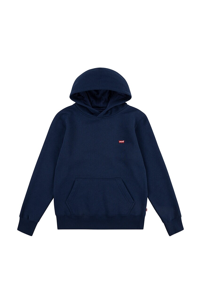 Detská mikina Levi's MINI BATWING HOODIE tmavomodrá farba, s kapucňou, jednofarebná, 8EL452