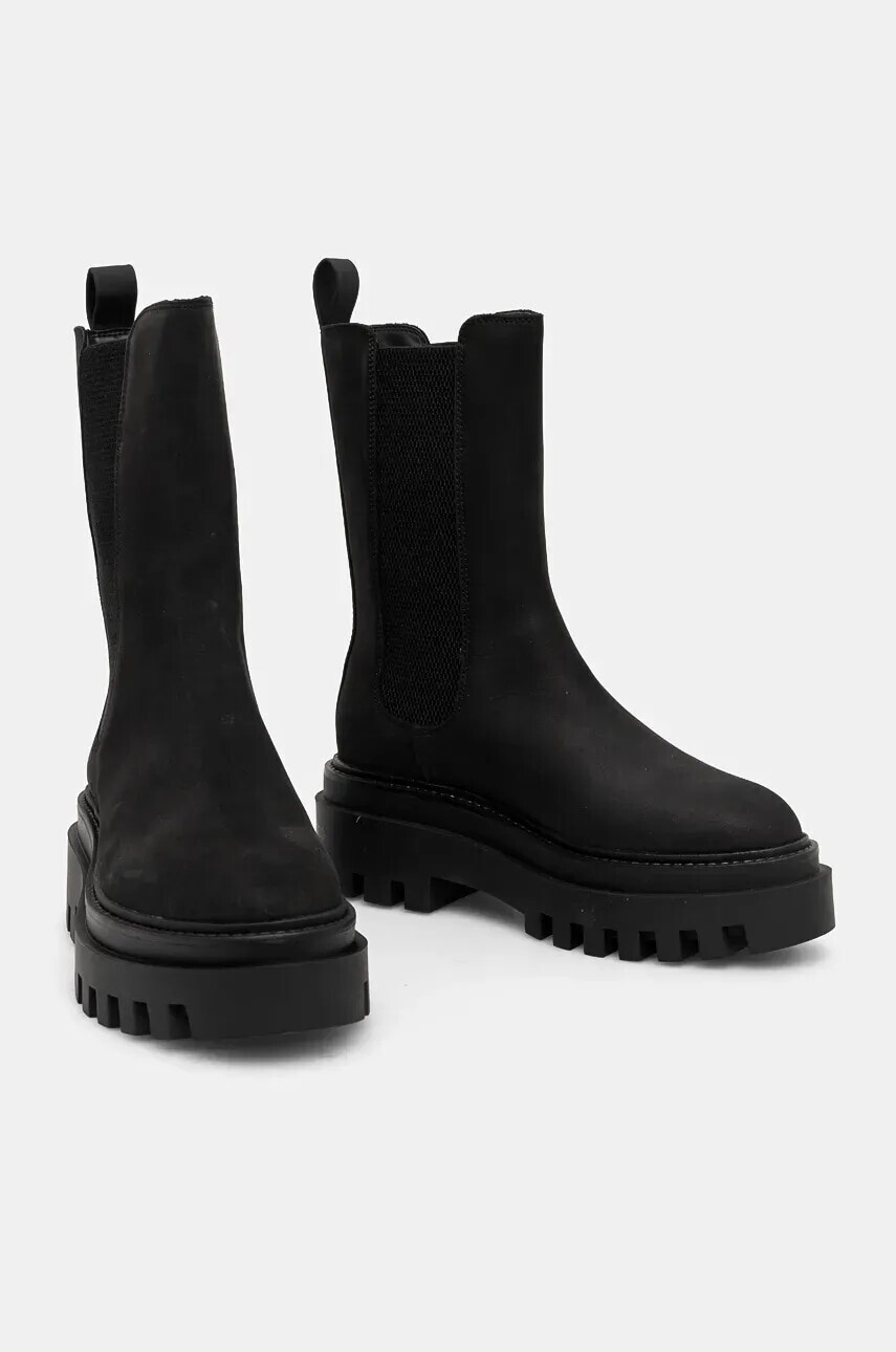 Nubukové chelsea čižmy Calvin Klein Jeans FLATFORM CHELSEA BOOT MG NB čierna farba, na platforme, YW0YW01684