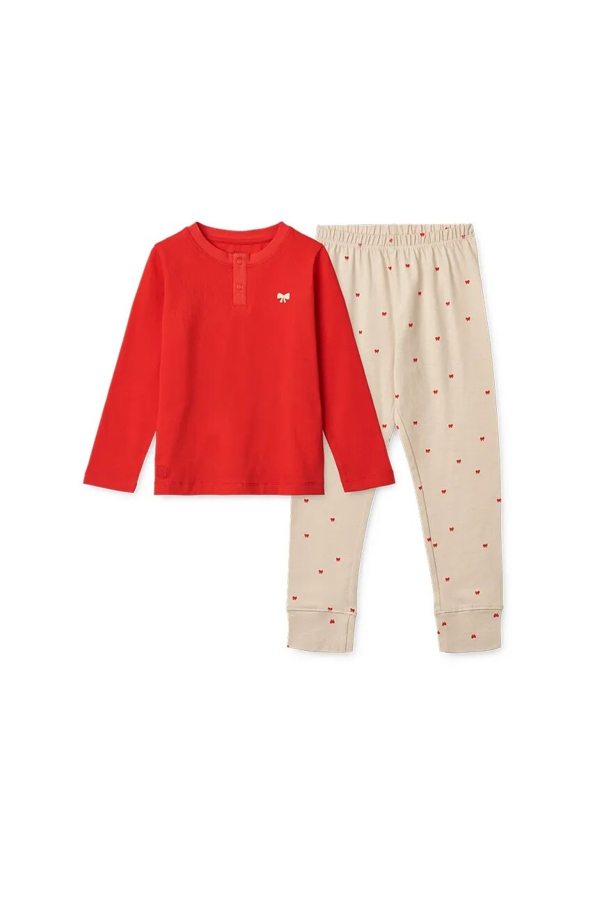 Detské bavlnené pyžamo Liewood Wilhelm Printed Pyjamas Set červená farba, vzorované, LW19854