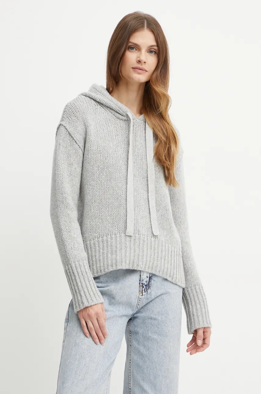 Vlnený sveter Forte Forte dámsky, šedá farba, teplý, 13337_my knit