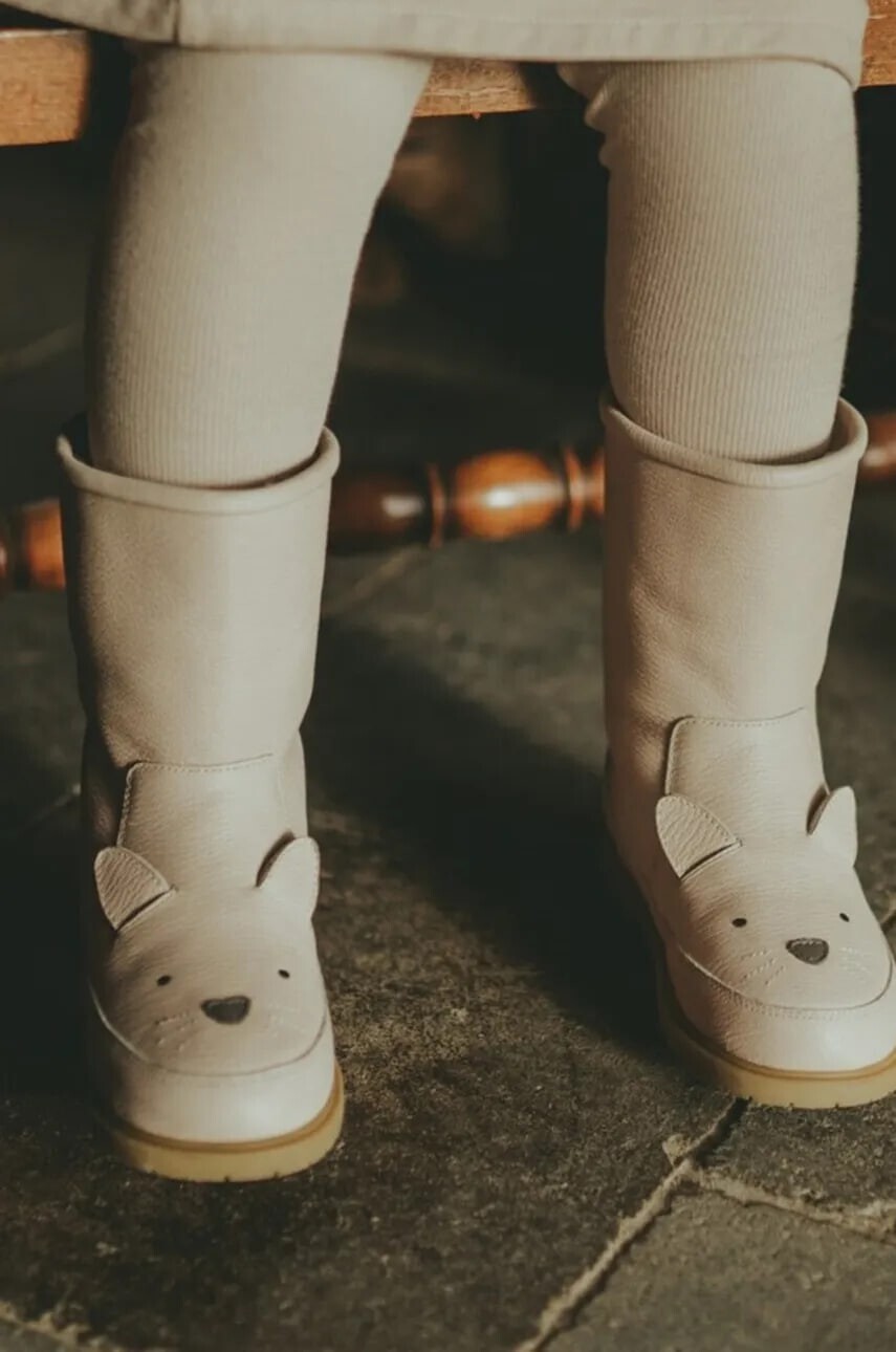 Detské zimné kožené topánky Donsje Wadudu Classic Boots Cat ružová farba, 2022020