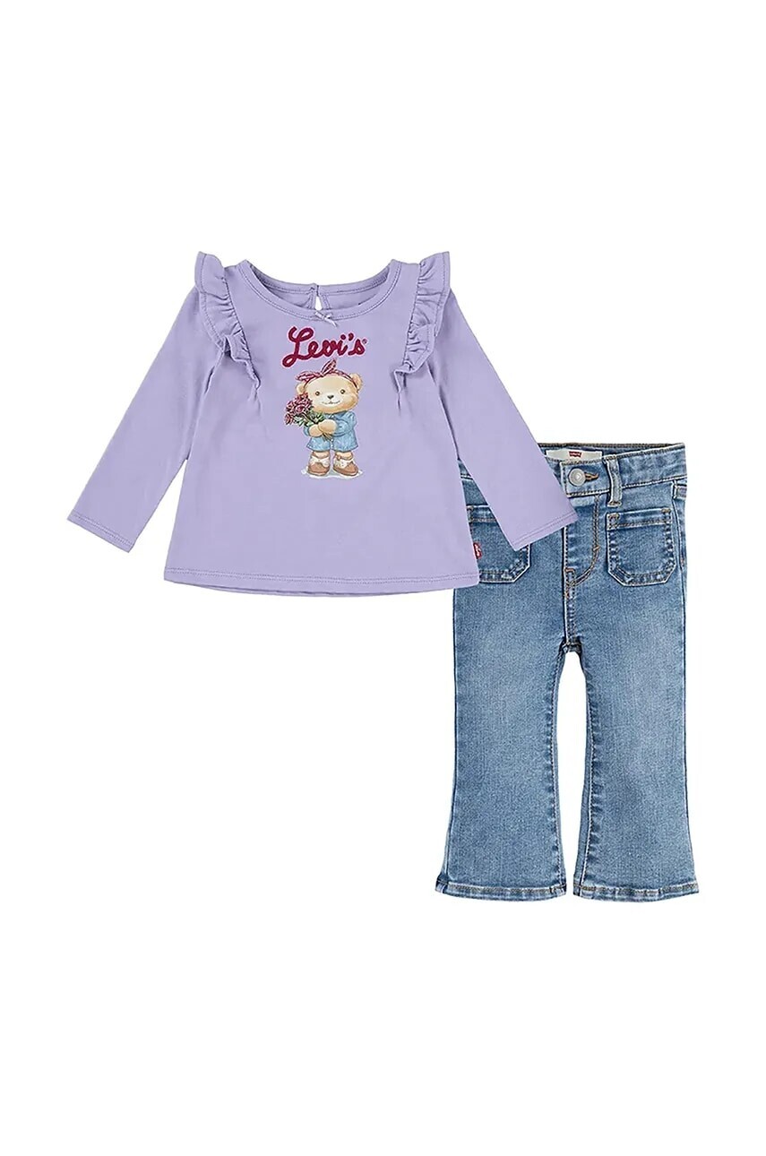 Sada pre bábätká Levi's TEE & FLARE JEAN SET fialová farba, 1EK966