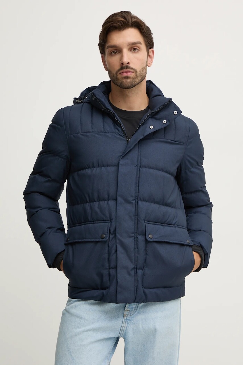 Bunda Geox pánska, tmavomodrá farba, zimná, M4628U-T3141-F9130