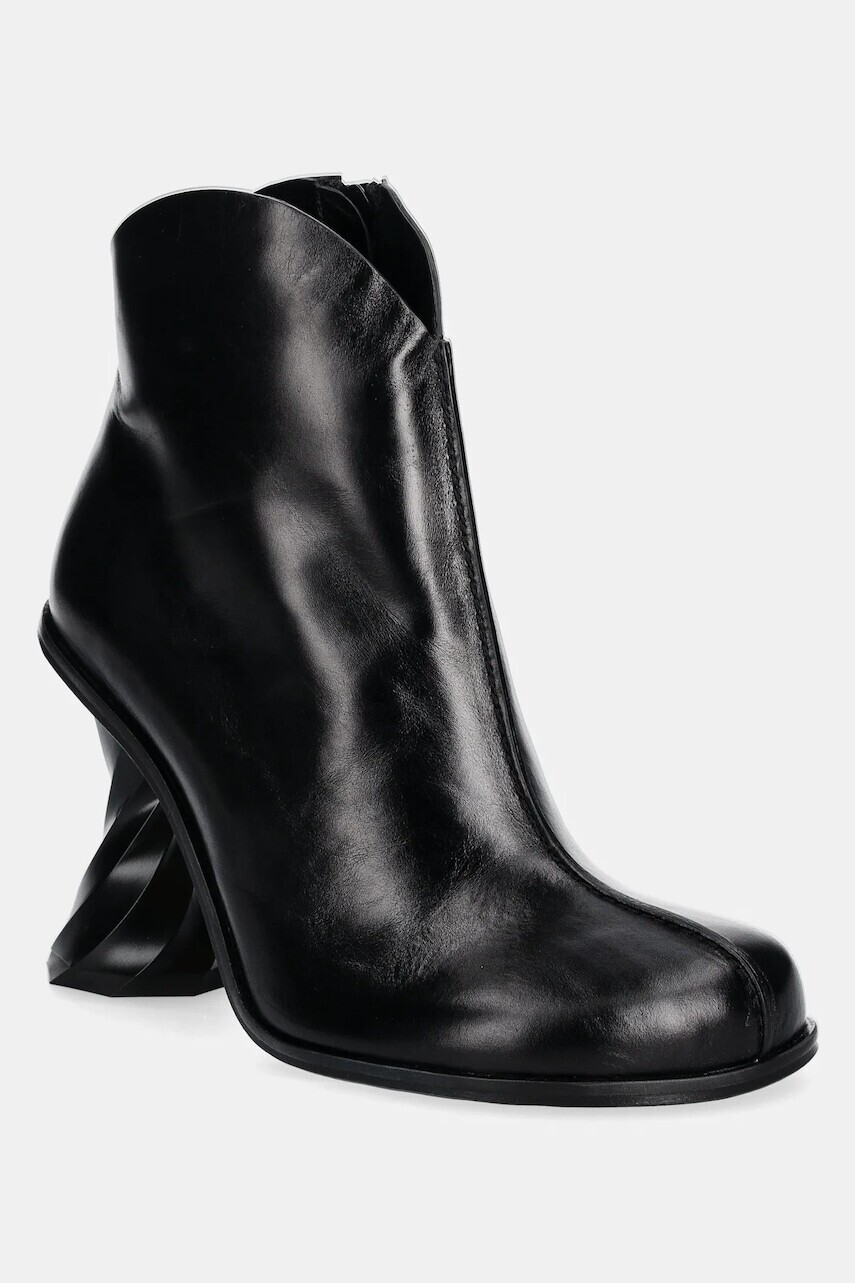Kožené členkové topánky JW Anderson Twist Heel dámske, čierna farba, na podpätku, ANW43211A
