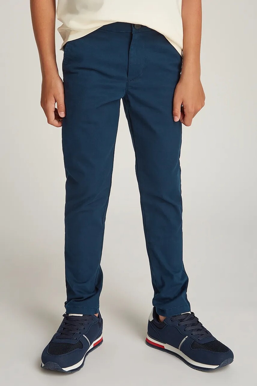 Detské nohavice Tommy Hilfiger tmavomodrá farba, jednofarebné, KB0KB09435
