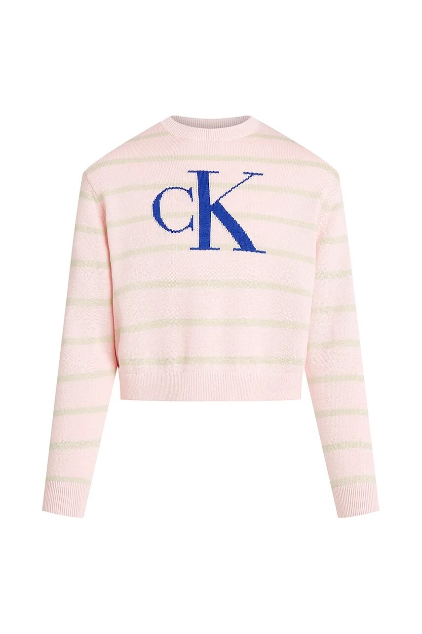 Detský sveter Calvin Klein Jeans ružová farba, IG0IG02947