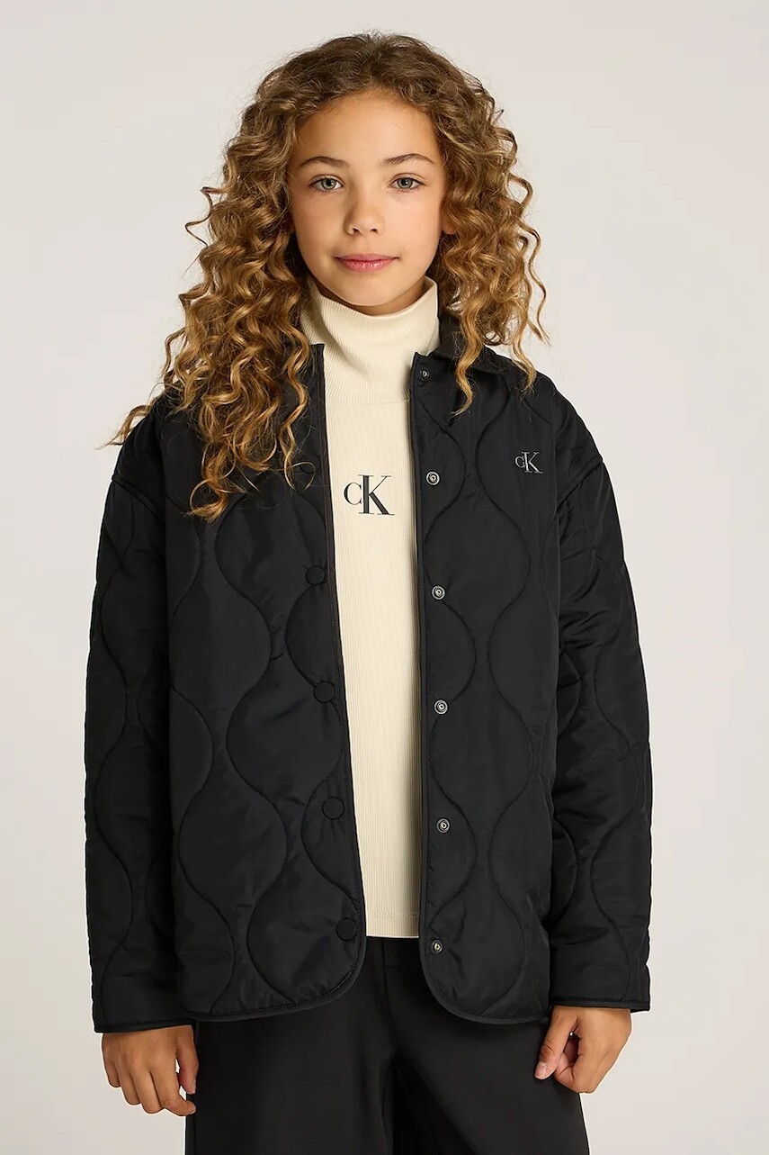 Detská bunda Calvin Klein Jeans čierna farba, IG0IG02795