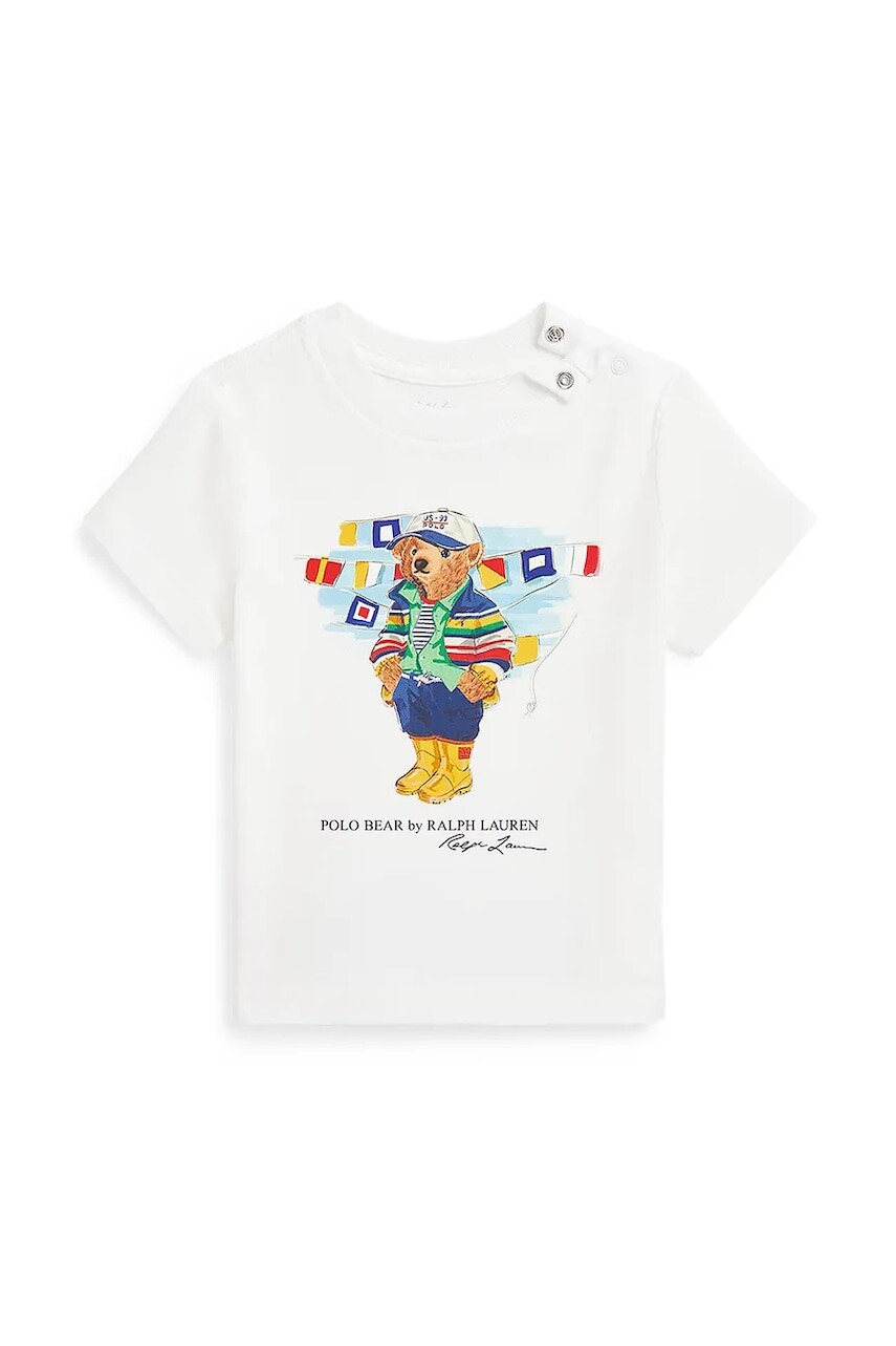 Detské bavlnené tričko Polo Ralph Lauren biela farba, s potlačou, 320958332001
