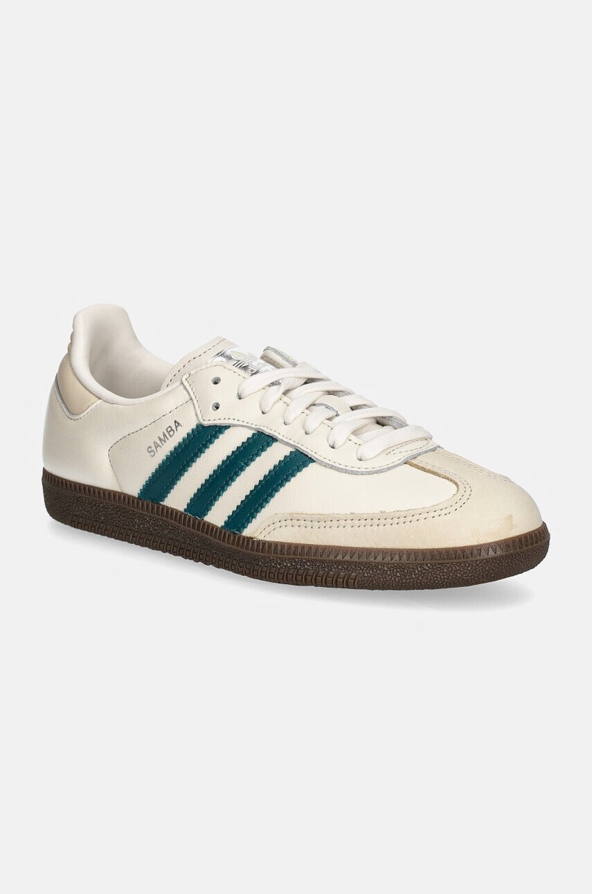 Kožené tenisky adidas Originals Samba OG W béžová farba, IG1963