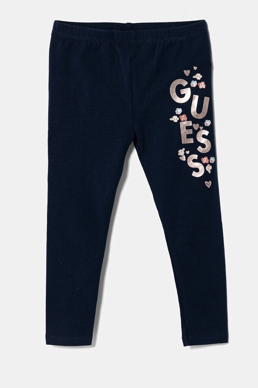 Detské legíny Guess tmavomodrá farba, s potlačou, K5RB02 J1314