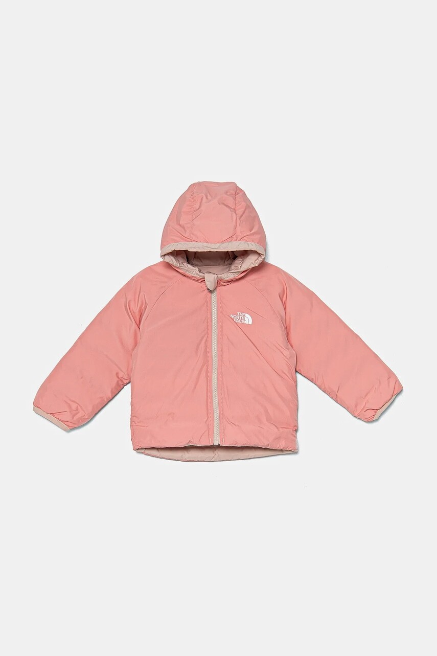 Obojstranná detská bunda The North Face BABREVERSIBLE PERRITO HOODED JACKET ružová farba, NF0A88W3LK61