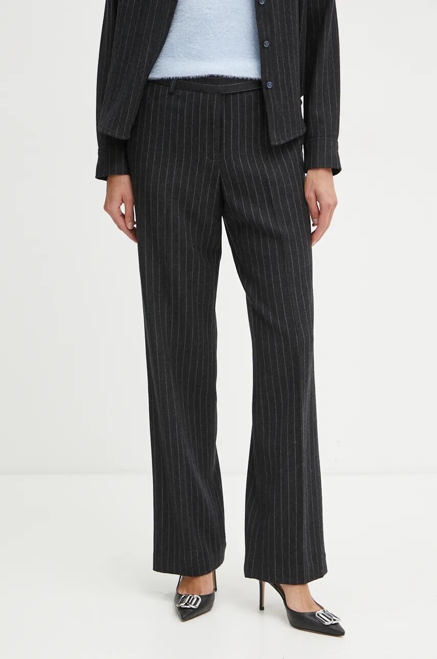 Vlnené nohavice MICHAEL Michael Kors rovné, vysoký pás, MF43015F2A