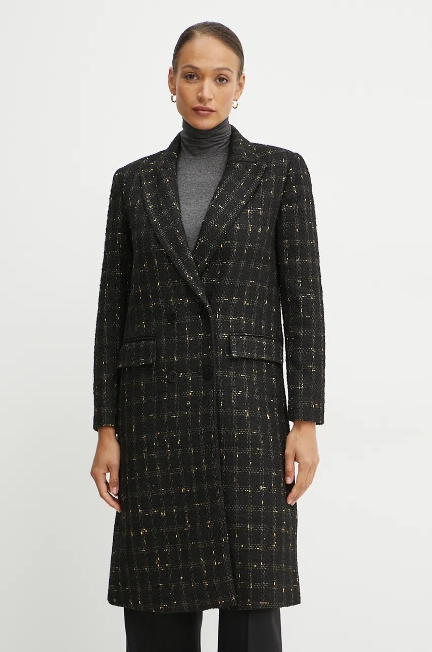Kabát Twinset dámsky, čierna farba, prechodný, 242TT2151
