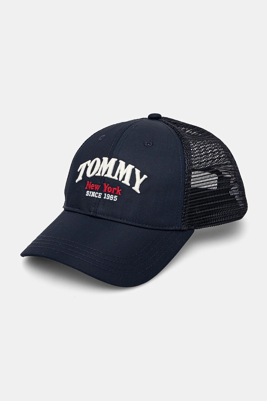 Detská baseballová čiapka Tommy Hilfiger tmavomodrá farba, s nášivkou, AU0AU01953