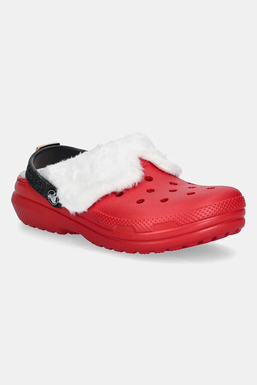 Detské šľapky Crocs CLASSIC LINED SANTA CLOG červená farba, 210931