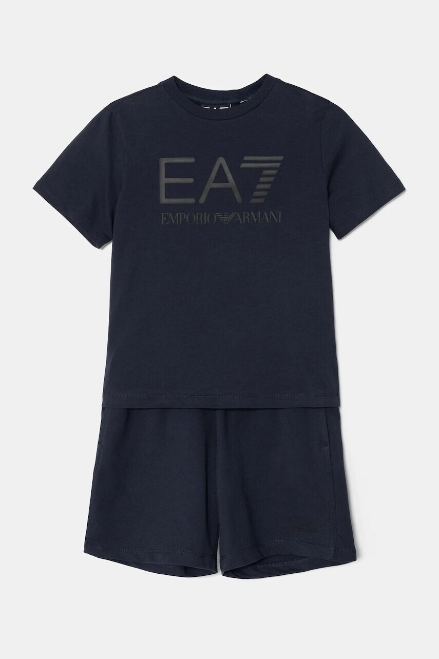 Detská bavlnená súprava EA7 Emporio Armani tmavomodrá farba, 7B000043 AF10378