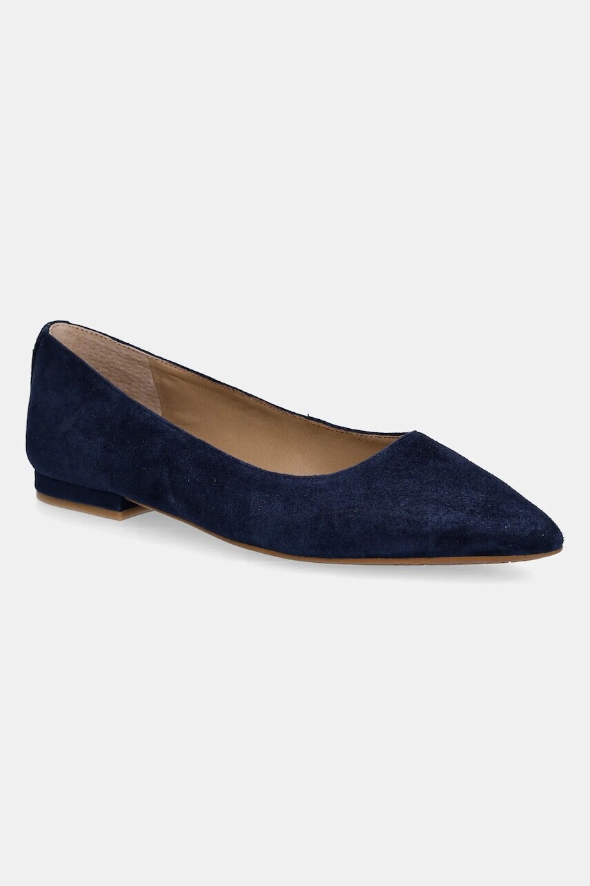 Semišové baleríny Lauren Ralph Lauren Londyn tmavomodrá farba, 802871265006