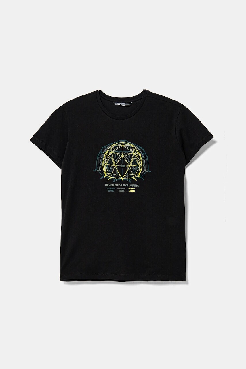 Detské bavlnené tričko The North Face GRAPHIC RELAXED S/S TEE čierna farba, s potlačou, NF0A8AXGJK31