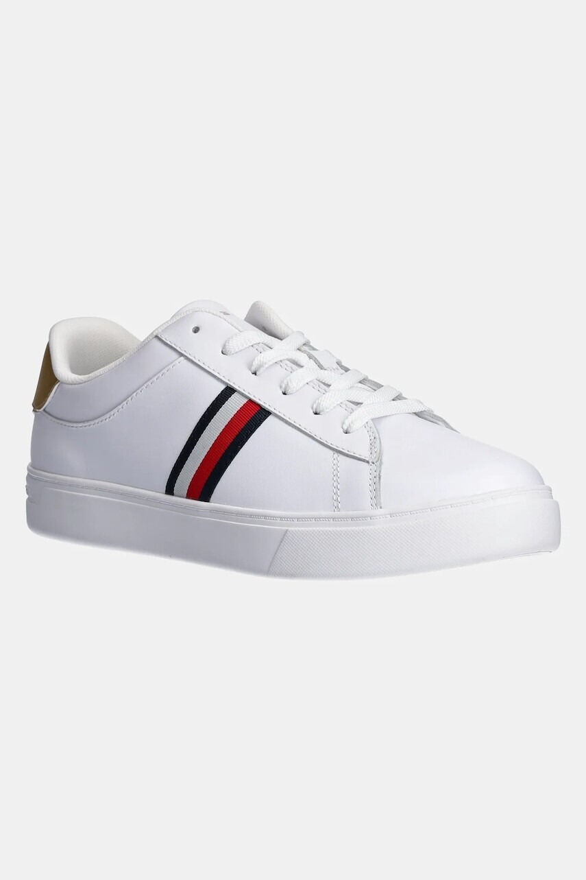 Kožené tenisky Tommy Hilfiger ESSENTIAL COURT SNEAKER STRPS biela farba, FW0FW08321