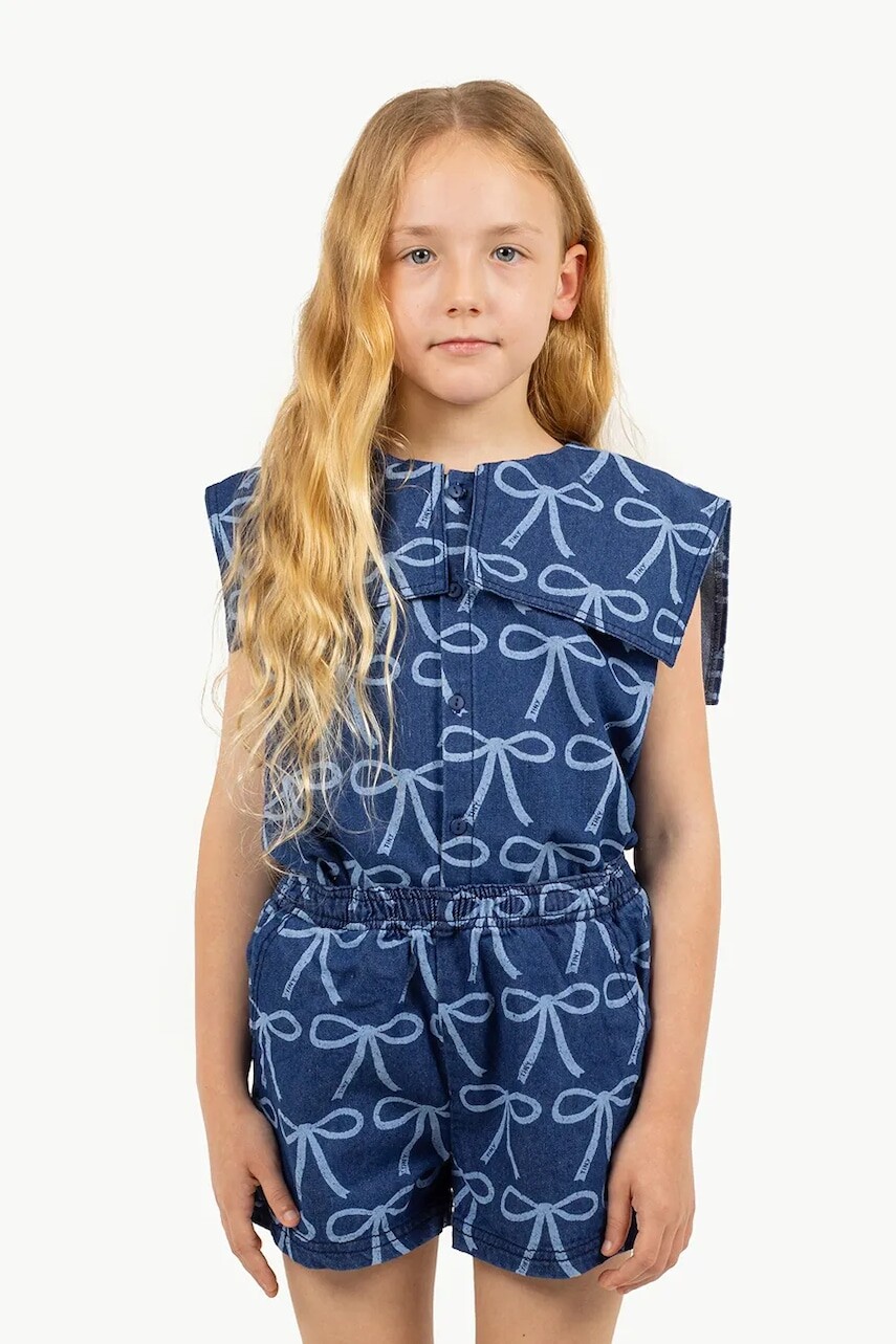 Detská džínsová blúzka Tinycottons BOWS BLOUSE s potlačou, SS25-233