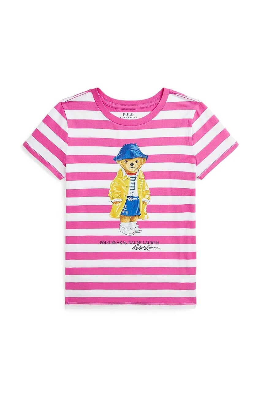 Detské bavlnené tričko Polo Ralph Lauren ružová farba, 313957378001