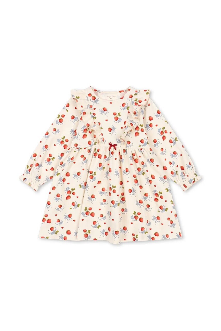 Dievčenské šaty Konges Sløjd BASIC FRILL DRESS GOTS béžová farba, mini, áčkový strih, KS102627
