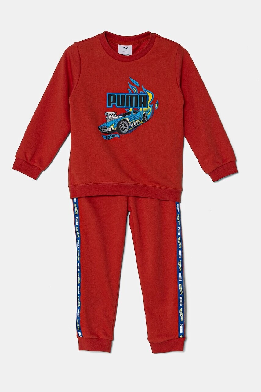 Detská tepláková súprava Puma X HOT WHEELS MINICATS Crew Set TR červená farba, 630073