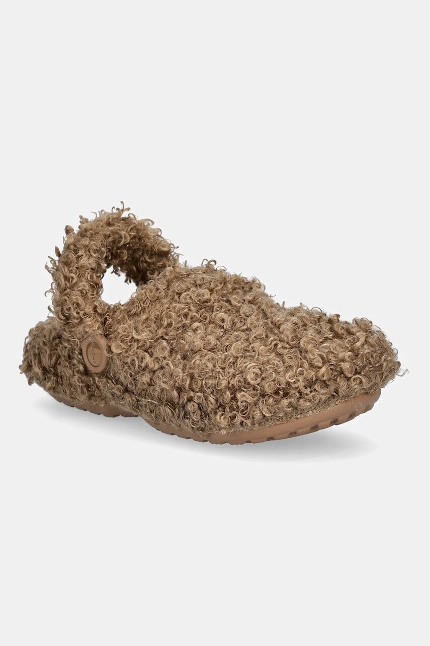 Papuče Crocs Classic Doodle Fur Lined Clog béžová farba, 210849