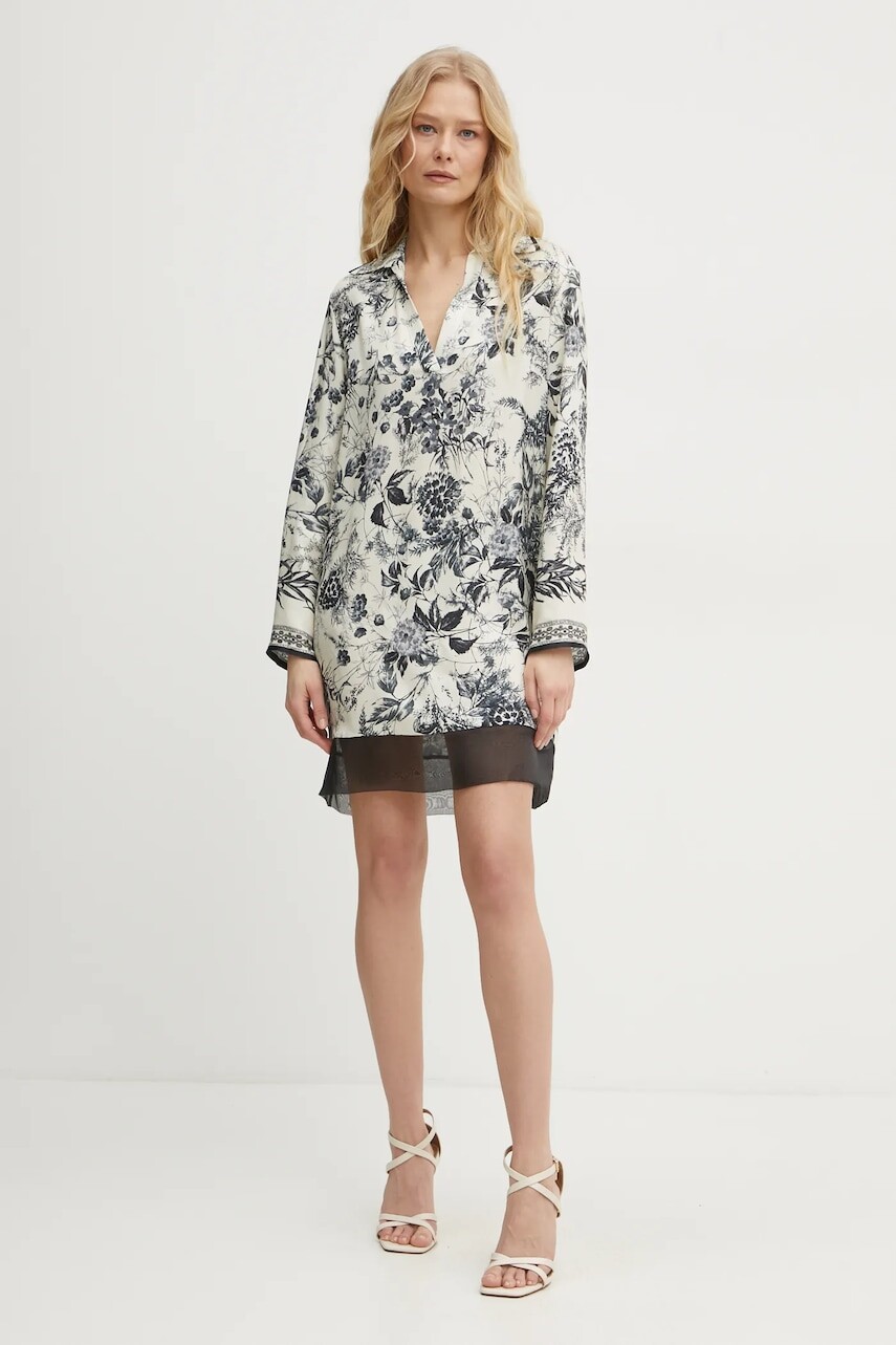 Šaty Simona Corsellini béžová farba, mini, oversize, P25CPAB001