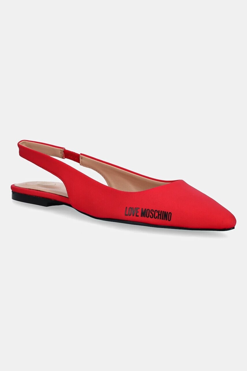 Baleríny Love Moschino červená farba, s otvorenou pätou, JA11021G1MIM0500