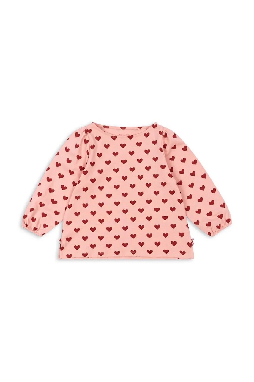 Detská bavlnená blúzka Konges Sløjd DREY SLIT BLOUSE GOTS ružová farba, vzorovaná, KS102567