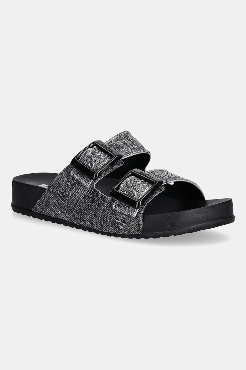Šľapky Melissa COZY M LOVER SLIDE DENIM dámske, čierna farba, M 36146