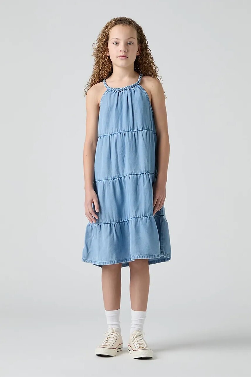 Dievčenské šaty Levi's HALTER TIERED DRESS midi, áčkový strih, 4EM228