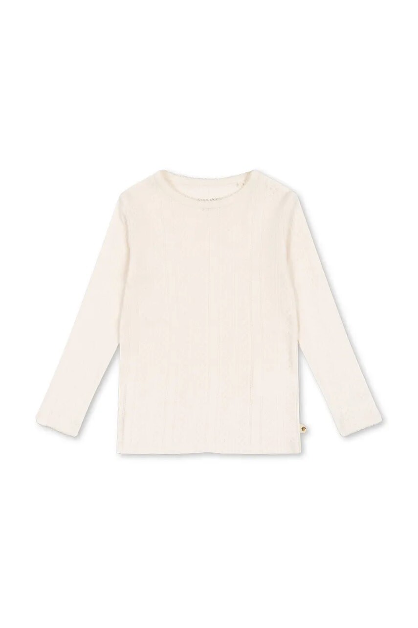 Detská bavlnená košeľa s dlhým rukávom Konges Sløjd MINNA BLOUSE GOTS béžová farba, KS102814